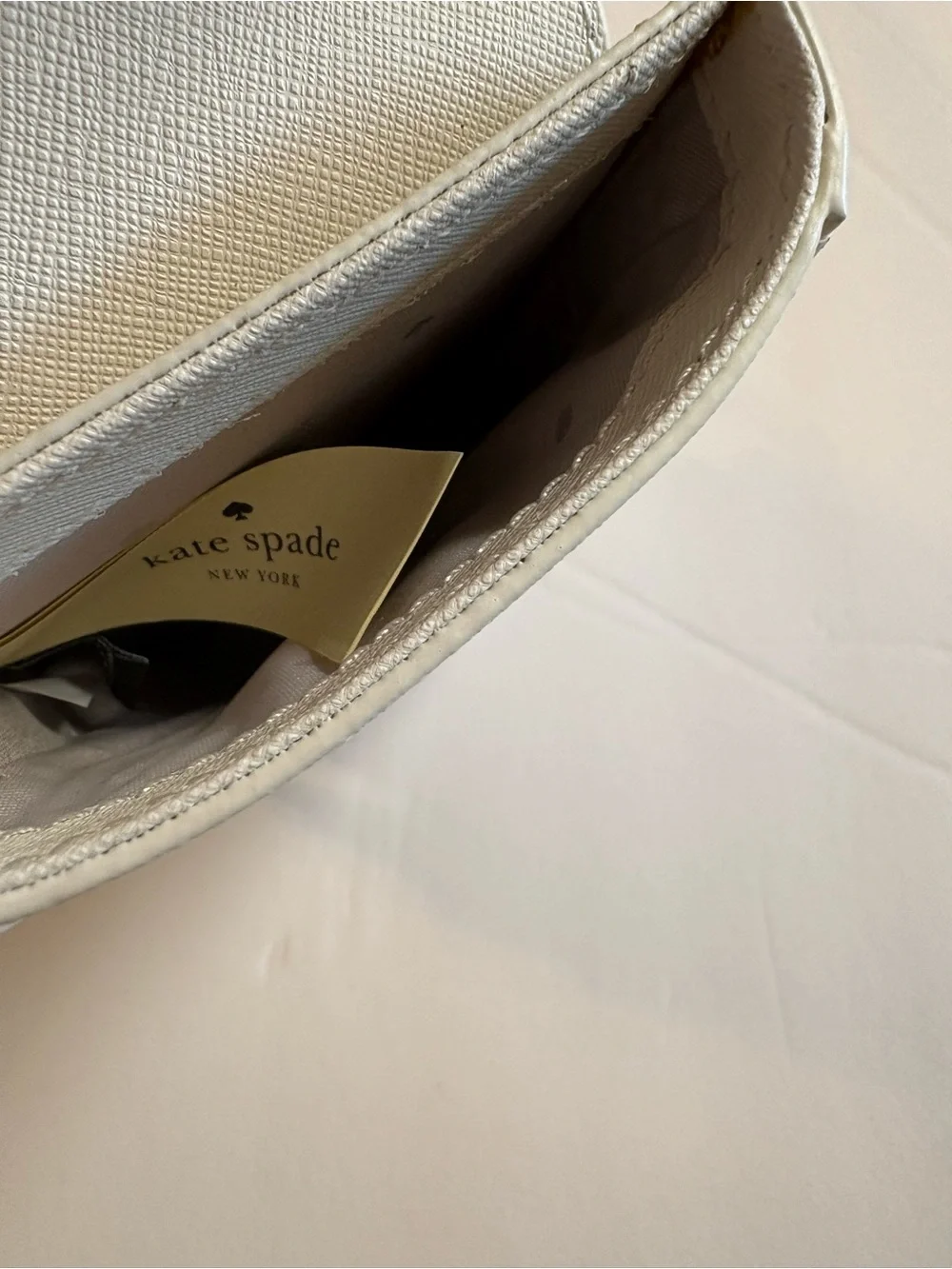 Kate Spade Cream and Gray Owl Crossbody Purse with Fur Trim